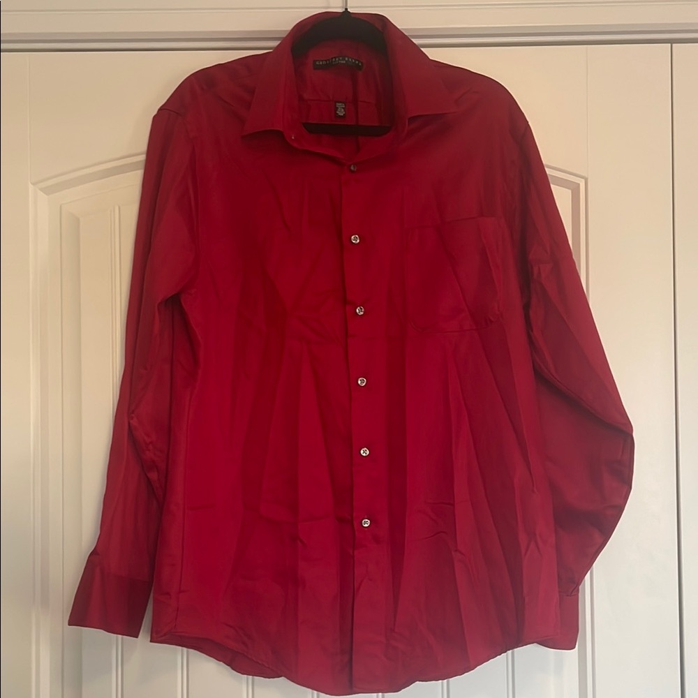 Geoffrey Beene Red Men's Button Up Dress Shirt